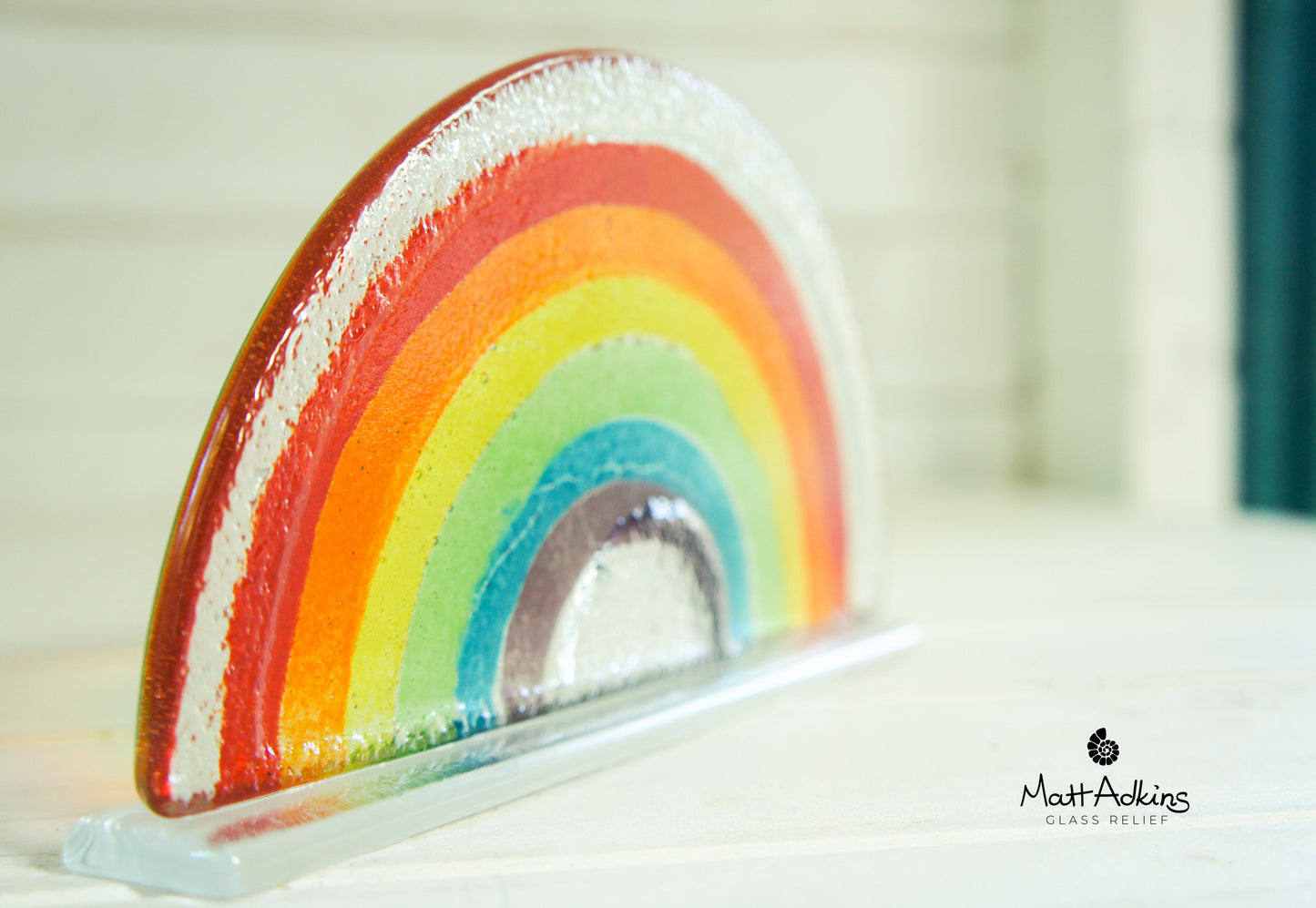 Rainbow Glass Suncatcher Personalised with engraving - Freestanding - 19x10cm (7 1/2x4")