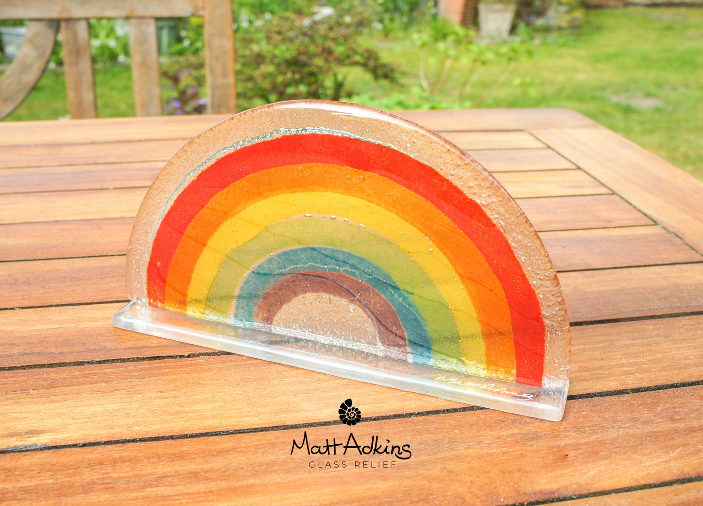 Rainbow Glass Suncatcher Personalised with engraving - Freestanding - 19x10cm (7 1/2x4")