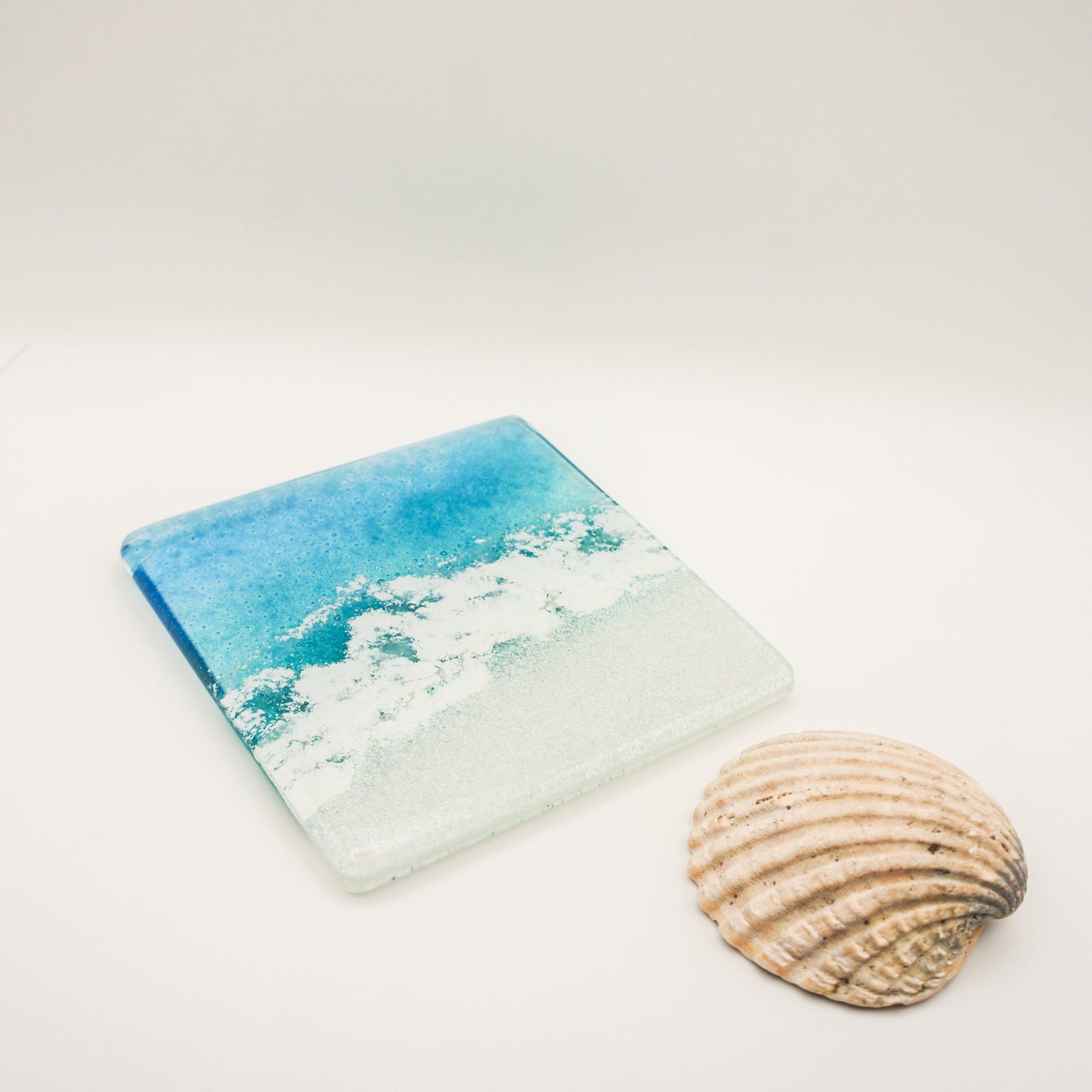 beach fused glass coasters