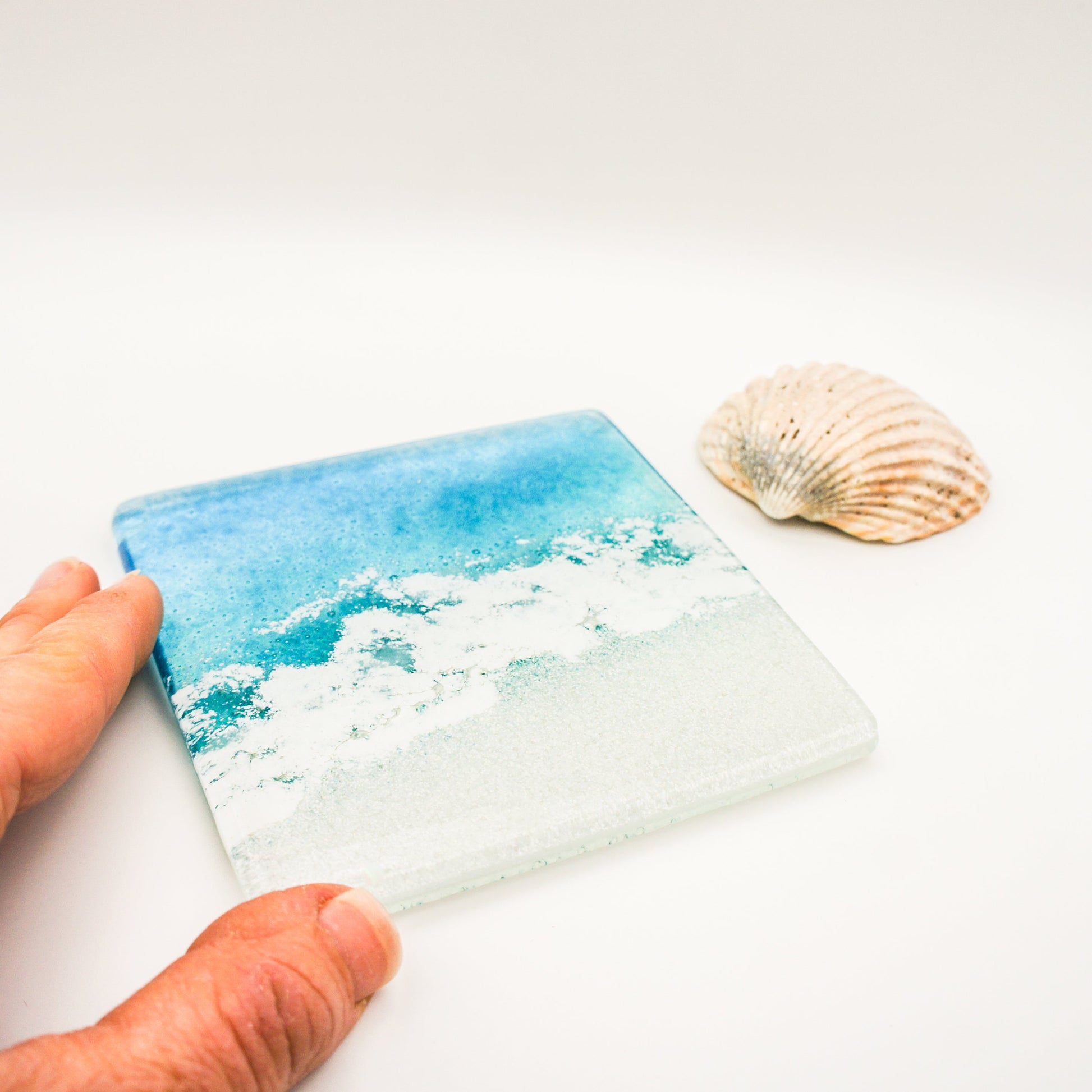 beach fused glass coasters