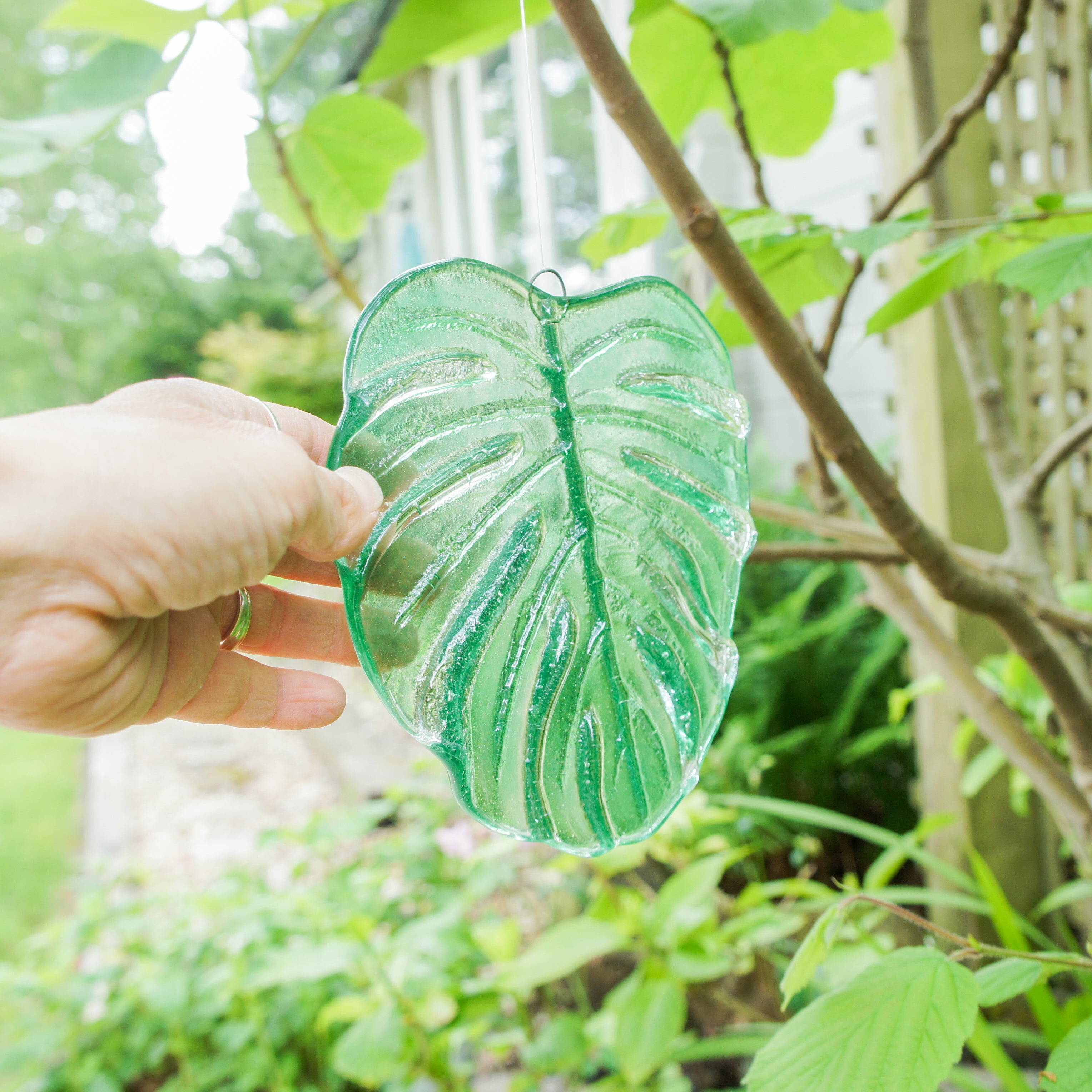 Monstera stained glass Suncatcher leaf Large leaf wall art Nature home selling decor stained glass Plant hanger