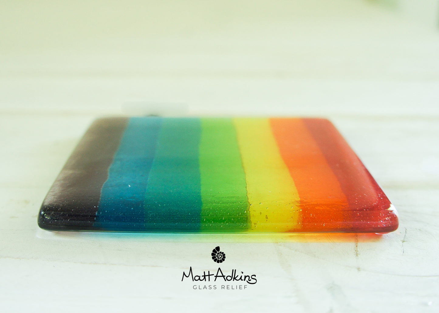 1 Fused Glass Rainbow Coaster, Colourful Fused Glass Coasters, unique handmade coasters gifts 10cm(4&quot;), rainbow lgbtq pride glass