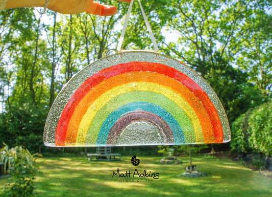 glass suncatcher	hanging window glass	rainbow art glass	rainbow suncatcher	handmade rainbow	hope glass rainbow	sun catcher rainbow	fused glass rainbow	rainbow gifts	rainbow nursery	miscarriage gift	hanging ornament	memorial suncatcher