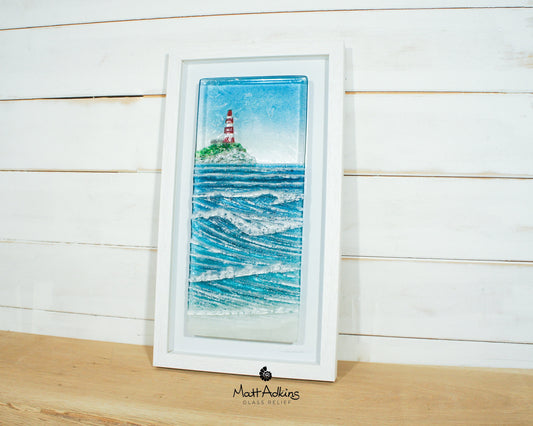 sea glass art, lightouse wall art