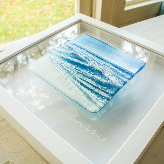 Fused Glass
Wave Wall Art
framed art
wave in a box
Turquoise sailing
Teal wall art
office wall art
wall sculpture
sea glass
picture frame
bathroom decor
bedroom wall art
modern wall art