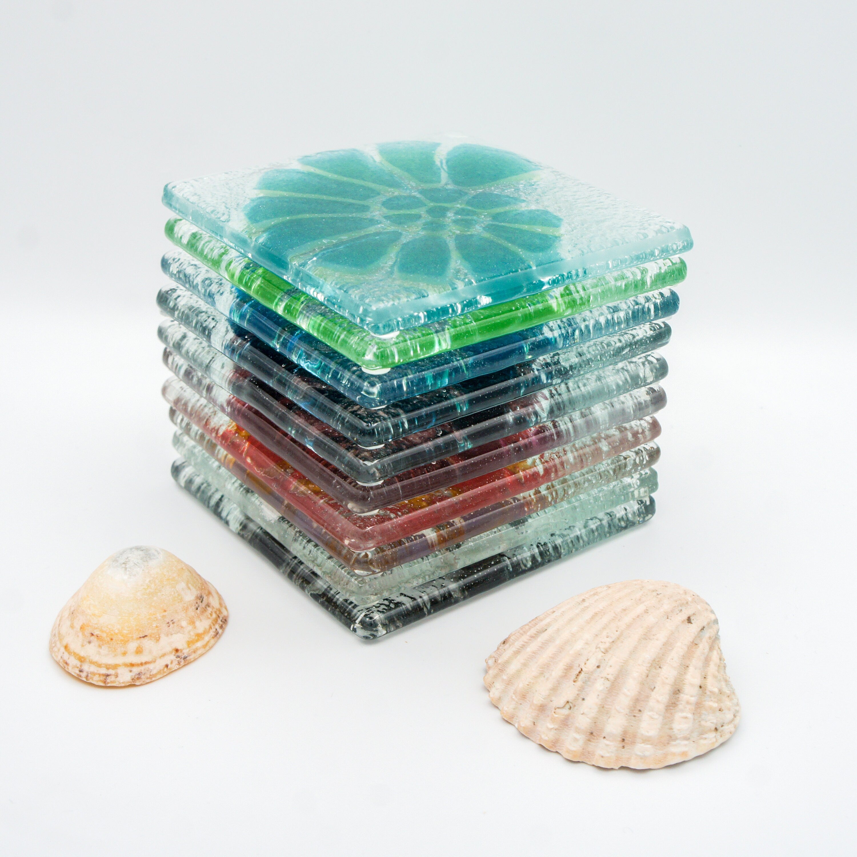 Fused glass coaster outlet set