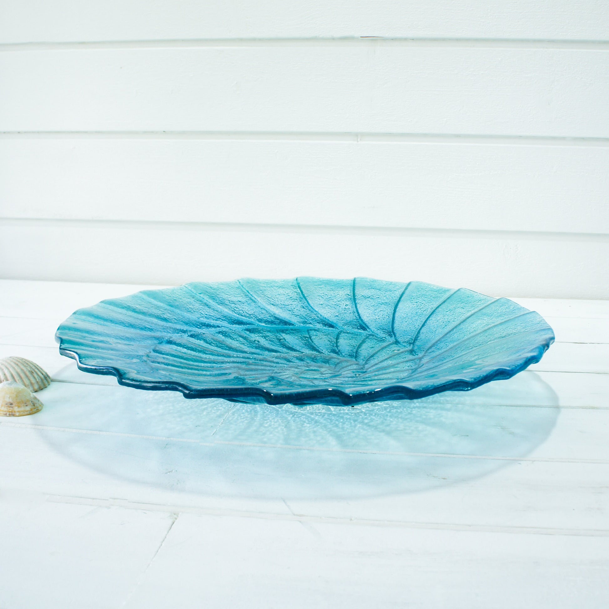 glass bowl, fruit bowl, ammonite glass fruit bowl, fossil ornament, blue teal bowl decor,Beach House Decor, Decorative Bowl, Glass Art