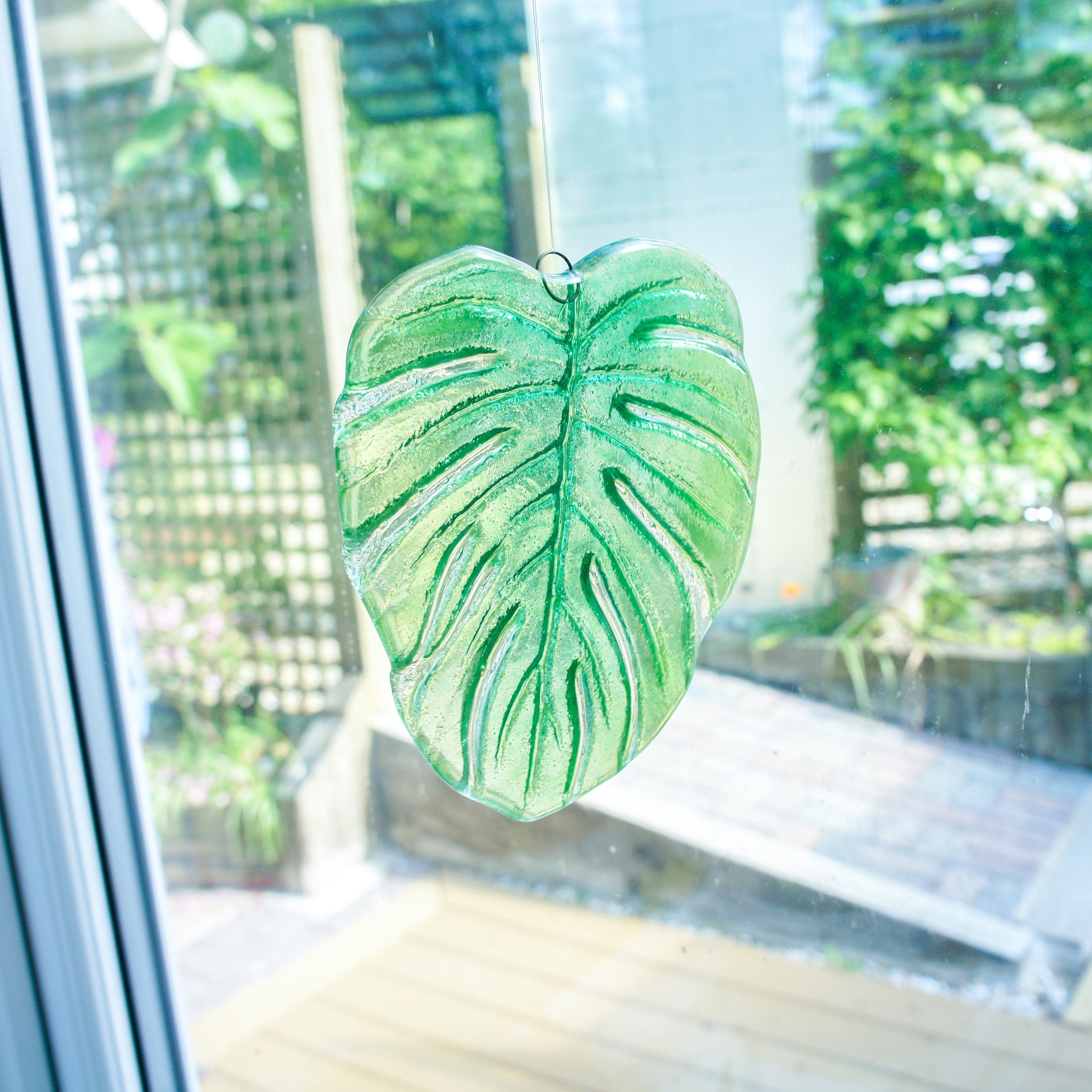 Monstera stained glass Suncatcher leaf Large leaf wall art Nature home selling decor stained glass Plant hanger