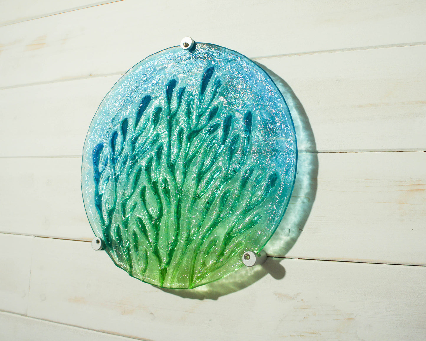 Coral Suncatcher Round - Turquoise Blue Green - 22cm with a cord