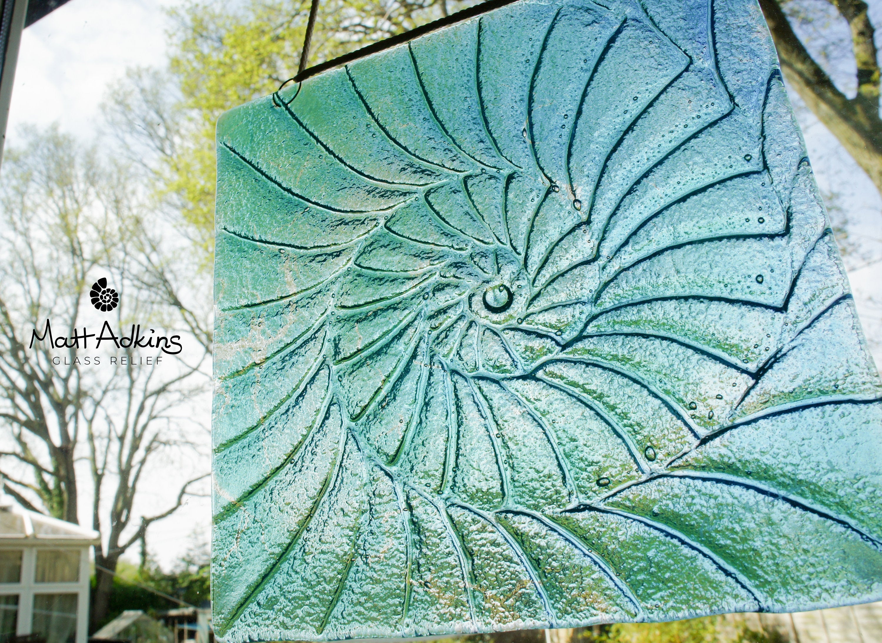 Glass Ammonite Suncatcher 22x22cm(9