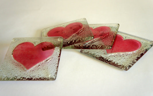 4 Heart Cherry Coasters