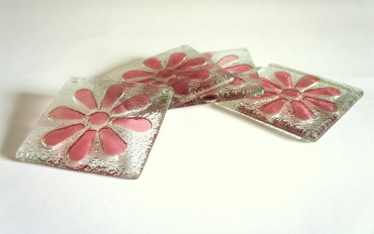 4 Daisy Cherry Coasters