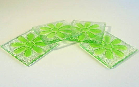 4 Daisy Green Coasters