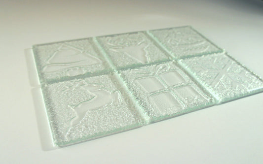 6 Clear Christmas Glass Coasters